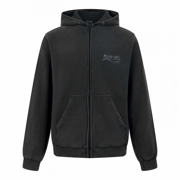 [잔디집] 발렌시아가 워시드 크레용 폴리티컬 블랙 후드 집업