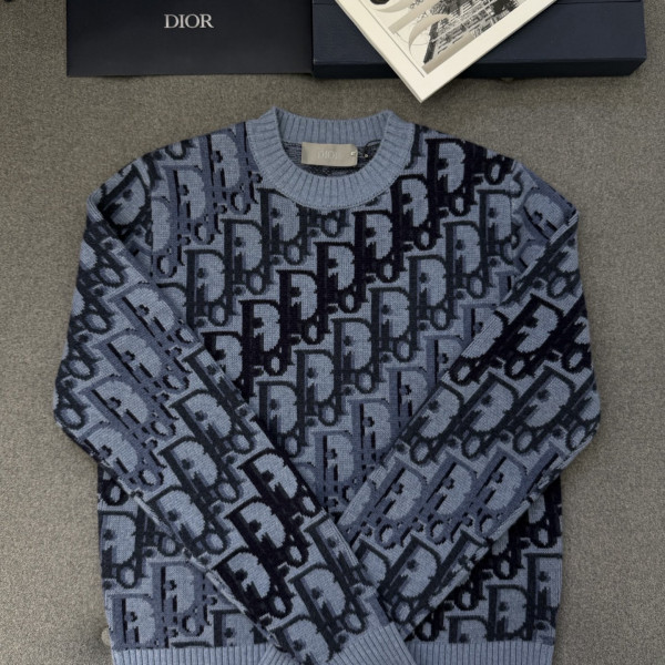 [TJ공장] 디올 오블리크 패턴 네이비 블루 니트 스웨터