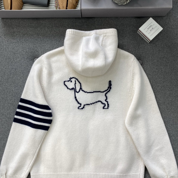 [TJ공장] 톰브라운 헥터 인타르시아 메리노 화이트 후드집업