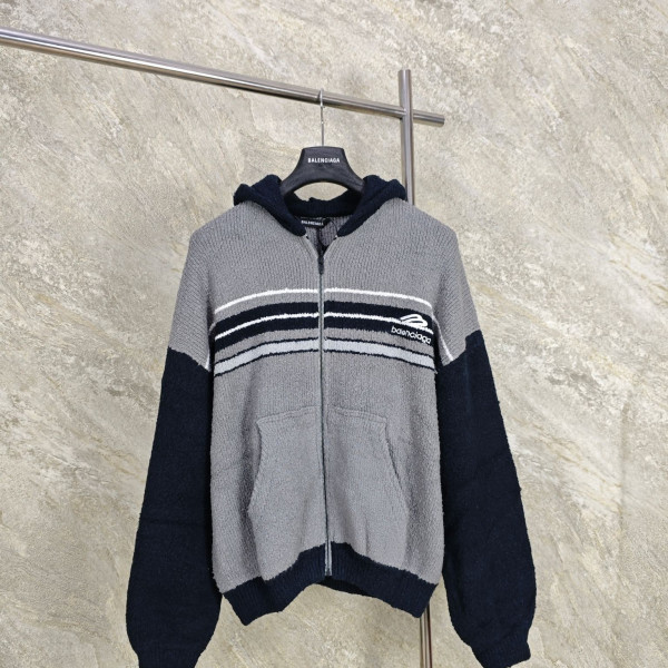 [GTR공장] 발렌시아가 3B 스포츠 플러피 블랙 그레이 니트 후드집업