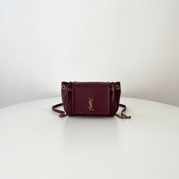 [블랙프레임] 생로랑 노리타 체인 버건디 크로스백 672738