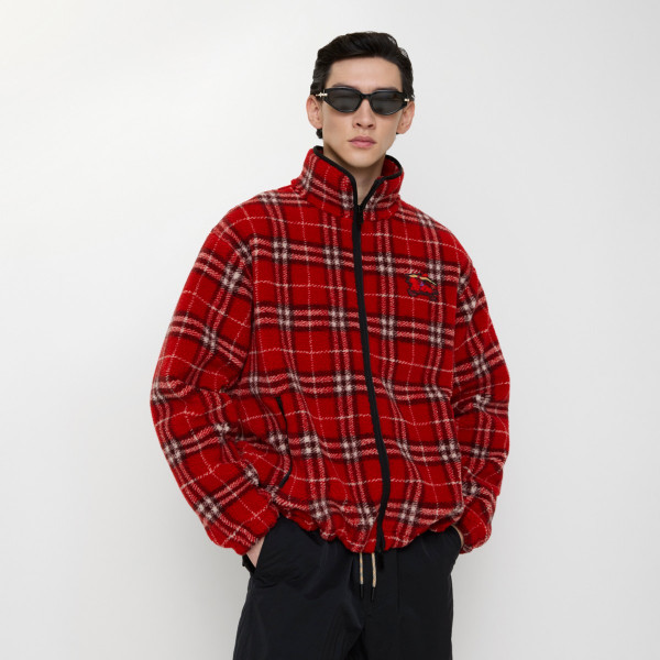 [GTR공장] 버버리 체크 퍼넬 레드 플리스 자켓
