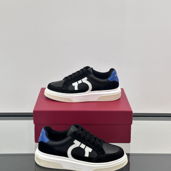 페라가모 간치치 패치 블랙 블루 스니커즈