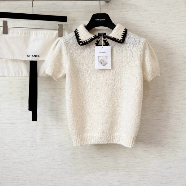 샤넬 캐시미어 알파카 화이트 폴로티 여성복