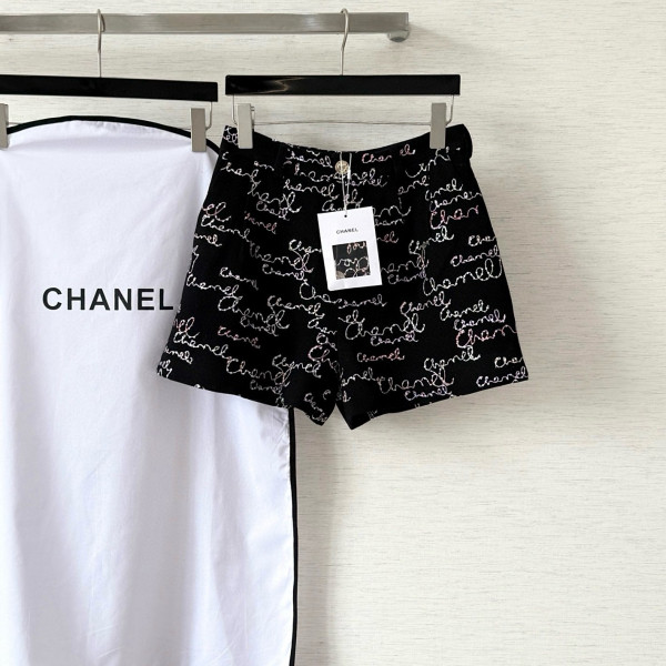 샤넬 크레이프 블랙 멀티 반바지 여성복