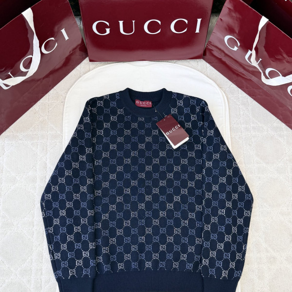 구찌 더블GG 네이비 블렌드 울 캐시미어 니트 스웨터
