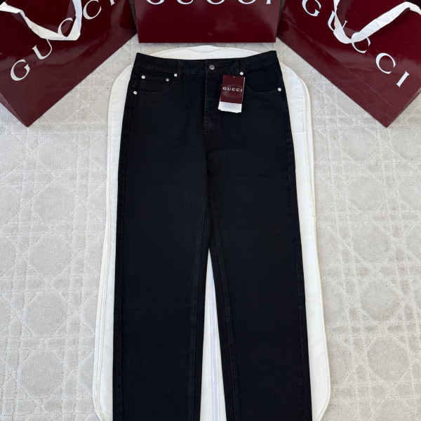 구찌 홀스빗 블랙 코튼 데님 진