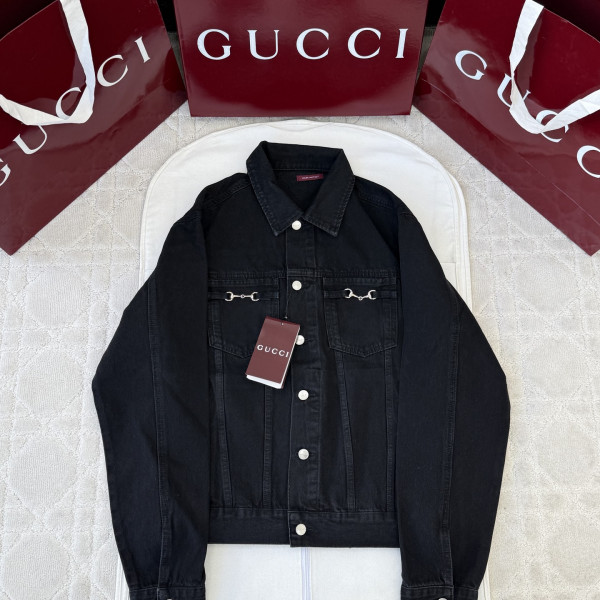 구찌 홀스빗 블랙 코튼 데님 자켓