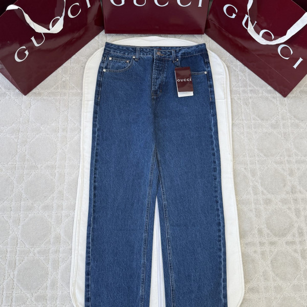 구찌 홀스빗 블루 코튼 데님 진