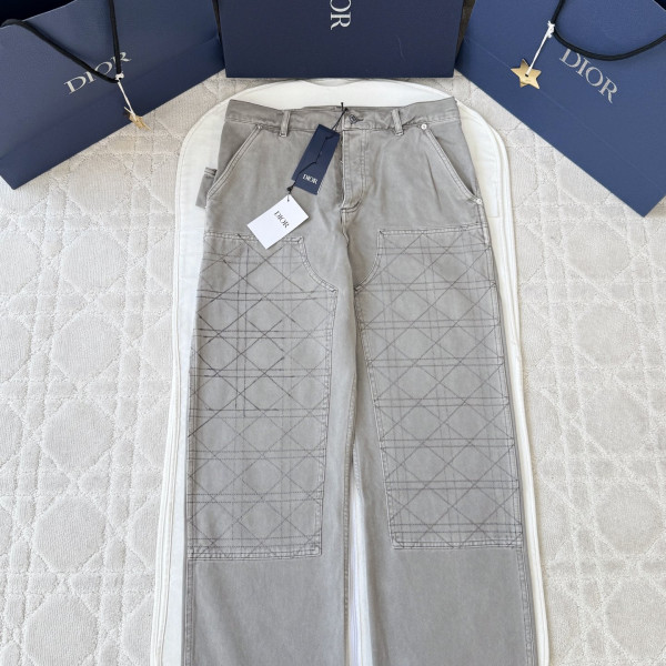 디올 까나쥬 코튼 트윌 그레이 카펜터 팬츠