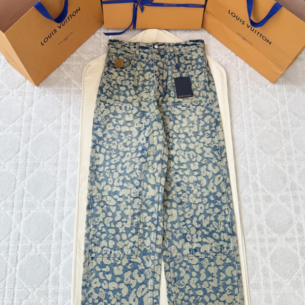 루이비통 자카드 워크웨어 블루 데님 진