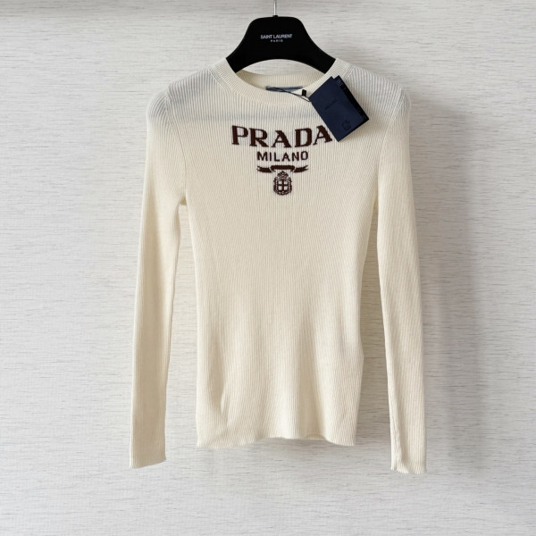 프라다 인타르시아 아이보리 울 니트 스웨터 여성복