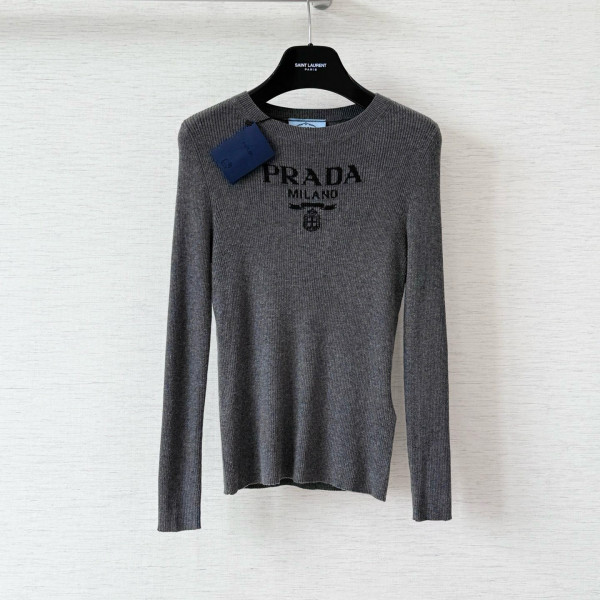 프라다 인타르시아 그레이 울 니트 스웨터 여성복