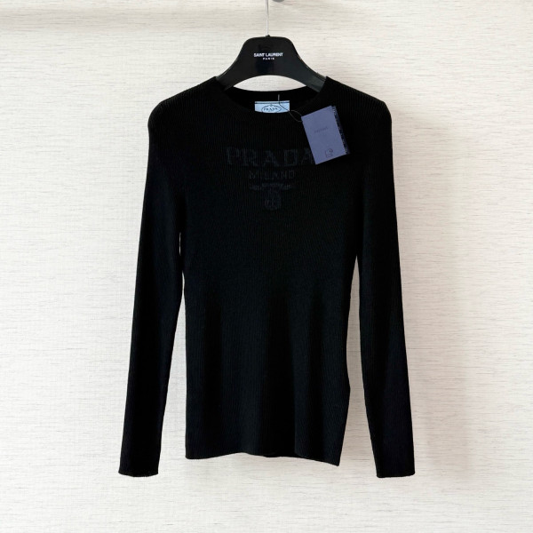 프라다 인타르시아 블랙 울 니트 스웨터 여성복
