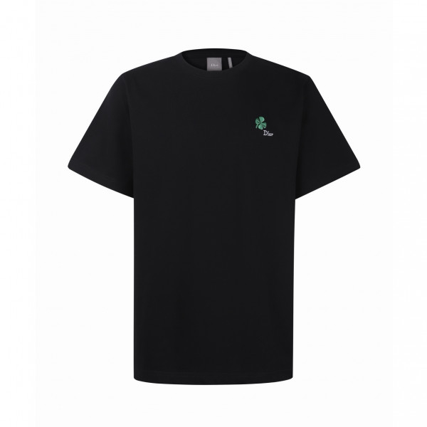 [잔디집] 디올 클로버 자수 블랙 티셔츠