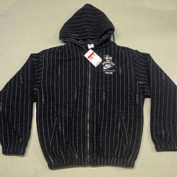 [YQ] 나이키 X 스투시 NRG 스트라이프 블랙 울 자켓