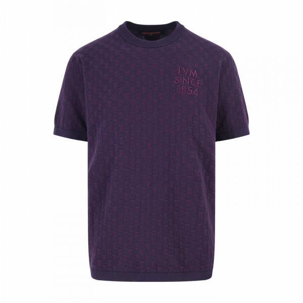 [잔디집] 루이비통 다미에 자카드 퍼플 크루넥 티셔츠