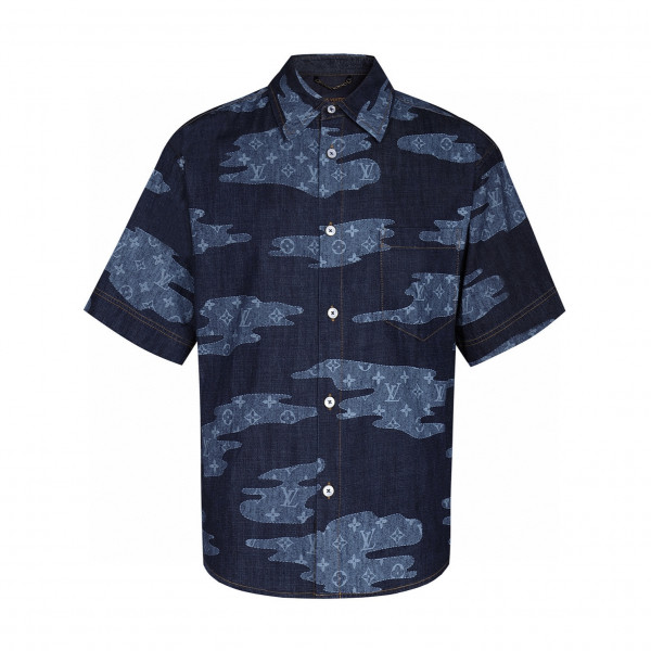 [잔디집] 루이비통 모노그램 샴브레이 데님 블루 반팔 셔츠