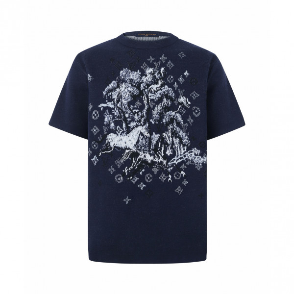 [잔디집] 루이비통 자카드 크루넥 네이비 티셔츠