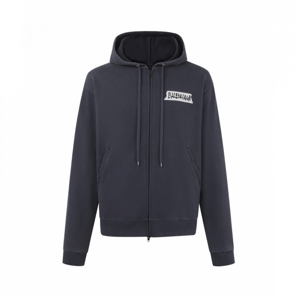 [잔디집] 발렌시아가 마스킹 테이프 블랙 후드집업