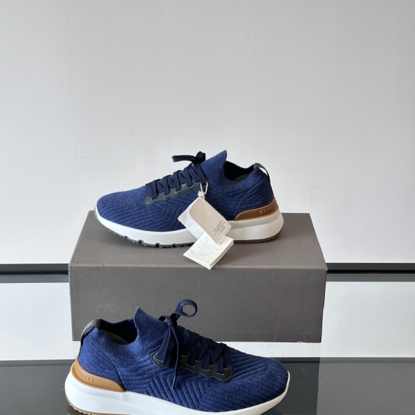 브루넬로 쿠치넬리 니트 러너 네이비 스니커즈