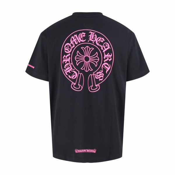 [잔디집] 크롬하츠 홀스슈 로고 블랙 핑크 티셔츠