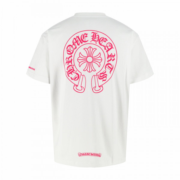 [잔디집] 크롬하츠 홀스슈 로고 화이트 핑크 티셔츠