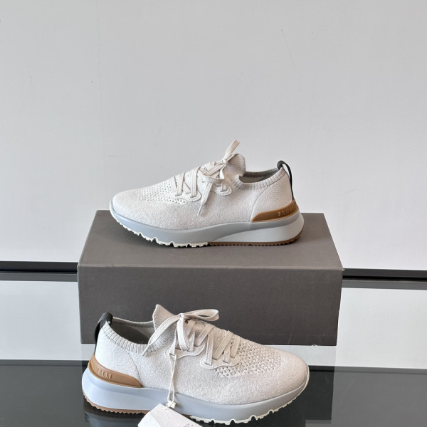 브루넬로 쿠치넬리 니트 러너 베이지 스니커즈