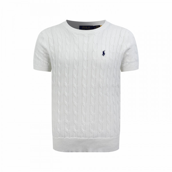 [잔디집] 폴로 랄프로렌 케이블 니트 코튼 화이트 반팔 니트 스웨터