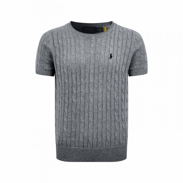 [잔디집] 폴로 랄프로렌 케이블 니트 코튼 그레이 반팔 니트 스웨터