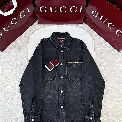 구찌 워싱 블랙 데님 셔츠