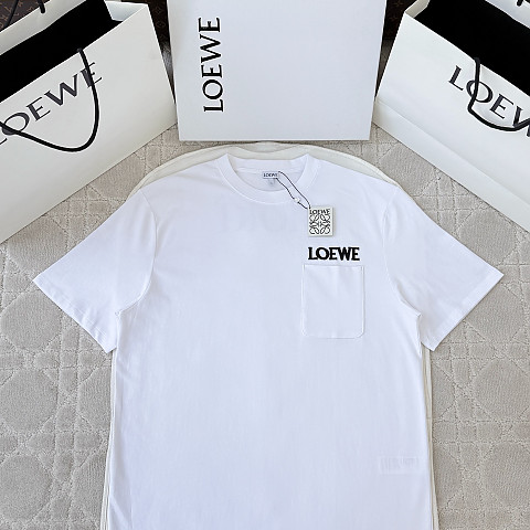 로에베 로고 포켓 화이트 티셔츠